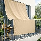 Tenda da Sole Tinta Unita per Esterno con Occhielli in Metallo | Telo Ombreggiante a Caduta per Balconi Resistente Lavabile Beige 290x300cm
