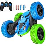 cosone Macchina Telecomandata, Auto RC con Fari 2.4GHZ Auto Giocattolo Telecomandate, 4WD Off Road Stunt Car Doppia Rotazione a 360°, Regali di Compleanno per Ragazzi dai 6 Anni in Su (Blu-Verde)