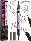 iMethod Microblading Matita per sopracciglia – Eyebrow Pencil Dual Ended 2 in 1 Matita per sopracciglia con 4 micro punte e punta precisa del pennello per creare sopracciglia naturali, marrone