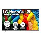 LG NanoCell AI NANO80 TV 75 pollici, Smart TV 4K, Processore α7 Gen8, Tecnologia NanoCell, webOS con AI e telecomando puntatore AI, Filmmaker mode, Gaming con VRR 4K@60Hz, 75NANO80A6B 2025