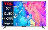 TCL 50C639, TV 50” QLED, 4K Ultra HD HDR, Google TV, Dolby Vision & Atmos, sistema audio Onkyo, controllo vocale Hands-Free, compatibile con Assistente Google & Alexa