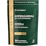 Ashwagandha 2000mg | 365 Compresse Vegane per 6 Mesi | Estratto di Ashwagandha Withania Somnifera 20:1 | Intergratore Alimentare ad Alta Resistenza | di Horbaach