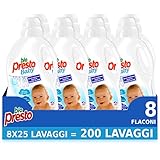 Bio Presto Liquido Baby, Detersivo Lavatrice Delicato per Bimbi, confezione da 8 x 25 Lavaggi (200 lavaggi)