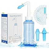 URAQT Neti Pot, 300ml Neti Pot Kit Lavaggio Nasale con 40 Pcs Sale Lavaggio Nasale, Lavaggio Nasale Nasali Neti Pot per Sinus Rinse, Risciacqui Nasali, per Bambino e Adulto