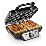 Piastra per waffle belgi Tristar, 1000 W, acciaio inox – Termostato regolabile, piastre antiaderenti, spie luminose, doppia piastra per waffle fatti in casa veloci