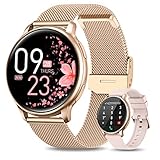 Smartwatch Donna Chiamate Bluetooth e Risposta Vivavoce, XINGHESF 1.32'HD Smart Watch con 19 Modalità Sportive/Funzione Femminile/Cardiofrequenzimetr/SpO2/Sonno/Notifiche Messaggi per Android iOS Oro