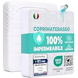 Coprimaterasso Matrimoniale Impermeabile 160x200 cm Lenzuolo con Angoli Bianco in Cotone e Microfibra Protezione per Letto Salva Materasso Traversa Traspirante Anallergico Lavabile in Lavatrice