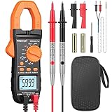 Proster Pinza Amperometrica Auto-Ranging Tester Multimetro Pinza Misura AC/DC Tester Clamp Meter TRMS Tester Resistenza Diodi Capacità NCV Elettrici (Arancione)