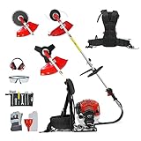BU-KO 52cc Attrezzo da giardino per decespugliatore a benzina con zaino da Include: tagliabordi, lama 3 denti da taglio per erbacce da 40 denti