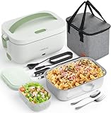 YISSVIC Scaldavivande Elettrico Portatile con 9,9L Borse isolate Scaldavivande Acciaio Inox Rimovibile Portapranzo Termico Elettrico 12V/24V/220V Verde
