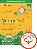 Norton 360 Standard 2022, Antivirus per 1 Dispositivo, Licenza di 1 anno con rinnovo automatico, Secure VPN e Password Manager, PC, Mac, tablet e smartphone, Codice d'attivazione via email