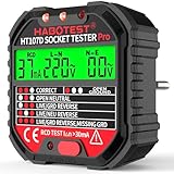 Tester de Prese, Tester per Circuiti Elettrici con Test RCD e Display LCD, Rilevatore Cavi Elettrici 6 tipi di Diagnosi dei Guasti, Visualizzazione tensione 90-250 V/CAT.II 300V (EU Plug)