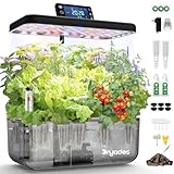 DRYADES Kit Sistema di Coltivazione Idroponica 12 Pods, Smart Herb Garden con Luce LED per Crescita a Spettro Completo da 24W, Piantatore da Giardino Interno per Casa/Ufficio/Scuola (Nero Traslucido)
