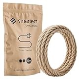 smartect Cavo Elettrico Tessile intrecciato Juta, 10 Metri Filo Elettrico Vintage, Bipolare (2 x 0.75mm²) Cavo Elettrico Rivestito in Tessuto per Fai da Te