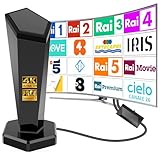Antenna TV Interna, Antenna TV Esterno, Ricezione 360° fino a 500 km con Base Magnetica,Supporto HD/4K/1080,adatta per la ricezione di canali locali