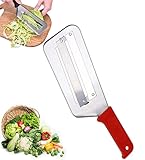 Taglierina per julienne a doppia lama, in acciaio inox, coltello trituratore in acciaio inox, trituratore per cavoli, affettatrice da cucina, verdure multifunzione (rosso)