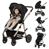 LIONELO Amber Passeggino Trio 0-22 kg Passeggino set 3-in-1: Passeggino + Navicella + Ovetto per neonato e bambini 0 fino a 48 mesi o 22 kg Regolabile e pieghevole, Ruote grandi, Cappotina XXL