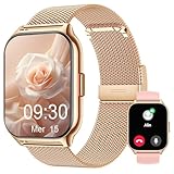 Popglory Smartwatch, Uomo Donna Effettua/Risposta Chiamate Orologio, 100+ modalità Sportive Fitness, SpO2/Pressione Sanguigna/Sonno Monitor, 24H Cardiofrequenzimetro, Compatibile con iOS/Android
