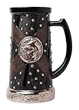 Grupo Erik Boccale Birra The Witcher - Bicchieri Birra Decorativa Medievale Medaglione del Lupo con Colori Vivaci e Ben Dipinta, Tazza Grande Ceramica 750ml | The Witcher Gadget: Regali Divertenti