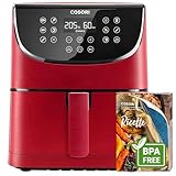 COSORI Friggitrice ad Aria 5,7 Litri, Air Fryer, 13 Funzioni, 97% Meno Olio, 67.5% di Risparmio Energetico, 75-205°C, 40 Ricette Italiane, Display Digitale, Lavabile in Lavastoviglie, Rossa 1700W