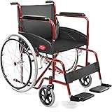 AIESI® Sedia a Rotelle pieghevole leggera ad autospinta per disabili ed anziani AGILA BASIC, Braccioli e Poggiapiedi fissi, Cintura di sicurezza, Garanzia Italia 24 mesi