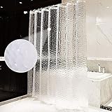 AiQInu Tenda Doccia Antimuffa 180 x 200 cm, EVA Tenda per Doccia con Anelli, 3D Trasparente Impermeabile Tende Doccia Facile da Pulire per Famiglia, Dormitorio, Hotel