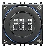 VIMAR 02970 Termostato a rotella ON/OFF, retroilluminazione LED, alimentazione 100-240 V, 2 moduli. Compatibile con Eikon, Arké, Plana, per Idea supporto dedicato, Grigio