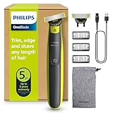 Philips OneBlade 360 Autentico Regolabarba e rasoio elettrico, 2x 360 lame, 3x pettine per barba (1, 3, 5 mm), QP2724/31
