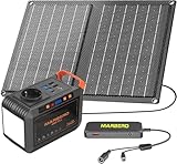 MARBERO Generatore Solare 26.400mAh con Connettore per Pannello Solare, Stazione di Ricarica Portatile con Pannello da 21W Incluso, Power Bank con Presa CA 120W (Picco) per Interruzioni di Corrente Do