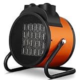 Bakaji Stufa Elettrica con Elementi Riscaldanti in Ceramica Termoventilatore Soffiante Industriale Potenza 3000W Termostato Regolabile Funzione Ventilatore Freddo Inclinazione Regolabile (3000 Watt)