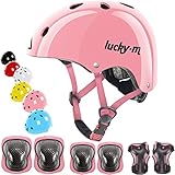 Casco per bambini regolabile con ginocchiere, gomitiere e protezioni per i polsi, set di protezione 7 in 1 per bambini e bambine, per skateboard, bici, scooter, hoverboard e così via.
