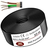 MAS-Premium® Cavo elettrico di marca tedesca per la posa in esterni e in terra (NYY-J 4 x 16 mm², 10 m