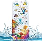 JOYBOY Tappetino Vasca Antiscivolo,100 * 40cm Tappetino Antiscivolo per Vasca da Bagno,Tappetino per vasca da bagno con 200 Ventose e Stampa di Oceano Animali a Colori Vivaci,Lavabile in Lavatrice