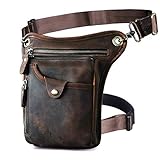 Le'aokuu Uomini Vera Pelle Marsupio per Moto Borsa a Tracolla Messenger a Spalla sacco di bum borsa dell'anca per gambe coscia 211-5