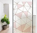 Pellicola per vetri anti sguardo Motivo geometrico giallo rosa bianco Smerigliata per Finestre Vetri-Autoadesive Per l'ufficio del bagno pellicole decorative per vetri 90x200 cm