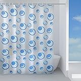 GEDY G-Orbita Tenda Doccia, Tenda Doccia 240X200, Realizzata in Tessuto peva, Finitura Azzurra, Design R&S Gedy, Tenda per Doccia provvista di 12 Anelli, 2 Anni di Garanzia