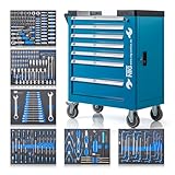 NTG carrello portautensili + utensili + 7 cassetti | 247 pezzi | chiudibile a chiave | 6 dei quali con utensili | con intarsi morbidi in carbon look | cassetti pieni | carrello portautensili