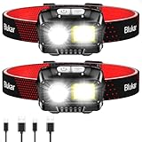 Blukar Torcia Frontale LED, 2 Pezzi Super Luminosa 2000 Lumen Lampada Frontale Ricaricabile con Sensore Movimento,8 Modalità di Illuminazione, Impermeabile Lampade da Testa per Campeggio/Corsa/Pesca