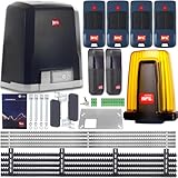 BFT Deimos AC Kit A800 MAG Motore per cancello scorrevole automatico per cancelli fino a max. 800 kg e 12 m con 4 telecomandi, cremagliera da 5 m, luce di allarme, fotocellula per cancello di cortile