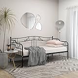 Bulliing Divano Letto Telaio Nero in Metallo 90x200 cm,Divano Letto Singolo in Metallo Struttura Letti e Basi in Ferro Battuto per Adulti