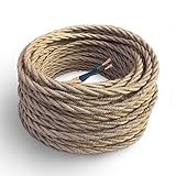 Amarcords - Cavo elettrico tessile colore JUTA, trecciato, juta, 3 metri, a 2 conduttori 2x0,75 - Filo rivestito in tessuto colorato vintage per lampade lampadari applique e abat jour.