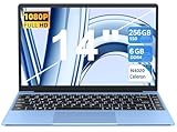 AOCWEI Computer Portatile 14 pollici Intel N4020 Win 11 PC Portatile con WiFi 5G 6+256GB SSD 1TB Espansione Bluetooth 4.2 Mini HDMI Supporto Mouse e Tastiera Wireless Protector Blu