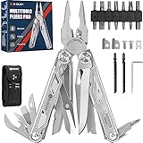 BIBURY Pinza Multiuso, Pinza Multifunzione in Acciaio Inox, Multitool con Forbici Potenziati, 2 Seghe Sostituibili e Set di Cacciaviti, Idee Regalo Uomo Compleanno Regalo Anniversario Originale