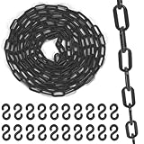 Swpeet Chain Link Fence, Barriera in plastica per controllo della crowd, Traffic, Queuing Line (Black), 21 maglie in plastica da 5 m x 6 mm, con gancio a S, in plastica, barriera di sicurezza