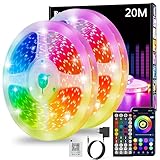 Realky Striscia LED 20M, Luci LED Cambia Colore, APP Bluetooth e Telecomando a 44 tasti, Sincronizzazione musica e timer, Decorazione strisce LED per camera da Letto, Feste (10M*2)