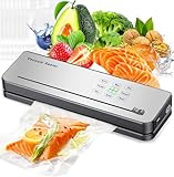 Macchina Sottovuoto Per Alimenti ESoundvol 8 in 1, con Controllo Della Temperatura, Taglierina Integrata e Display LED Visibile per La Conservazione di Alimenti Secchi e Umidi con 10 Sacchetti