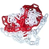 Lokatall Catena di sbarramento in plastica, 10Mx6mm, catena di avviso, colore rosso/bianco, catena di alta visibilità, catena di sicurezza per parcheggio, barriera per cantiere