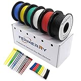 Fermerry 22 AWG a trefoli di filo in rame stagnato bobina di filo di rame 10 piedi ciascuno 6 colori flessibile 22 gauge kit di cavi elettrici di collegamento (0,33 mm²)