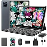 Tablet 2025 Primo al mondo Android 16 Tablets Gemini AI, Display FHD da 11 Pollici, 24GB RAM + 128GB RAM/ 2TB TF, 13MP, 8000mAh, Widevine L1, 5G WiFi, GPS, Face ID, Tablet con tastiera e Penna