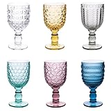 Villa d'Este Home Tivoli Set 6 calici 280 ml in vetro, superficie lavorata, Geometrie